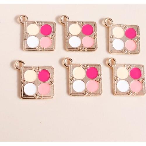 10pcs 21*24mm Fancy Pressed Powder Makeup Box Charms for Jewelry Making Accessories Lady Necklaces Earrings Pendants Keychain