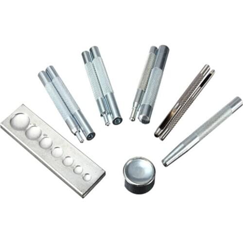 11Pcs/set DIY Leather craft Metal Leather Craft Tool Die Hole Punch Snap Fastener Installation Kit Rivet Setter Base Set