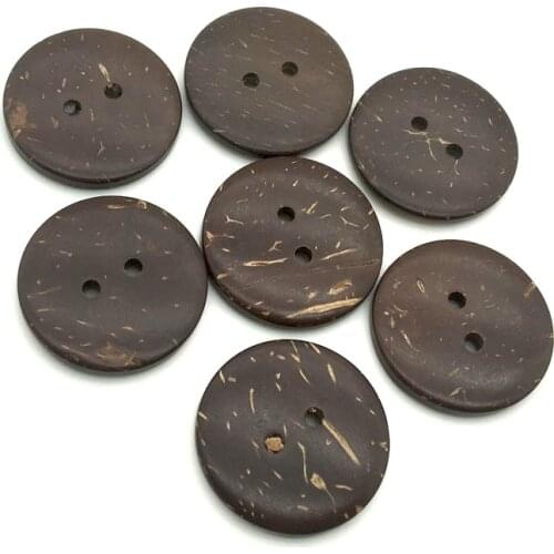 25mm Natural Eco-friendly Coconut Shell Wood Button For Clothing 2Holes Children Scrapbook Decorative Sewing Accessories WD0148