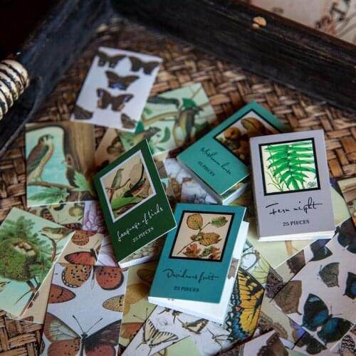 4Books/Set Animal Flower Planet Material Paper Junk Journal Planner Scrapbooking Vintage Decorative DIY Craft Paper