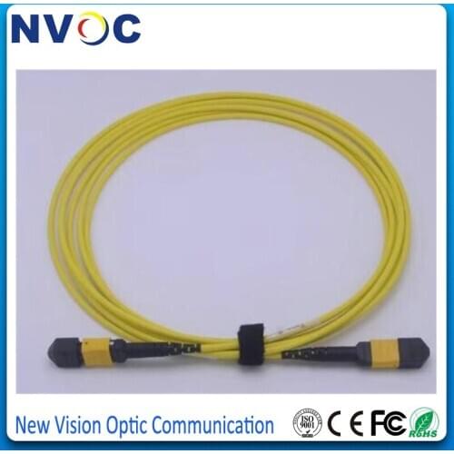 5Pcs/Lot,SM 3M 12core,MPO (F)-MPO (F) Fiber Patch Cord,G657A1,Yellow,MPO Female Patchcord,3.0mm Mini Round Cable,Elite Loss