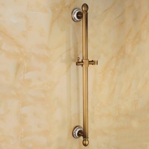 64cm brass shower sliding bar lifting antique color blue and white porcelain holder