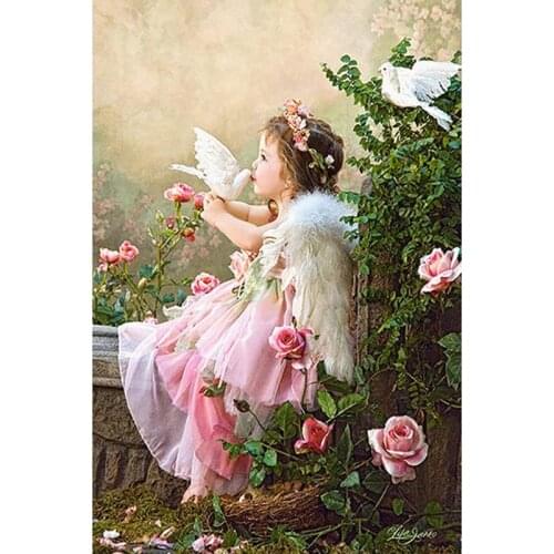 Diamond Painting Girl Dove Cross Stitch 5D DIY Drill Embroidery Rhinestone Mosaic European Home Decoration ChildrenS Gifts