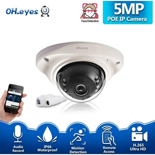 OH.eyes 5.0MP VandalProof Indoor Dome 48V POE IP Camera IR P2P Onvif Video CCTV Security Surveillance Audio Record Camera