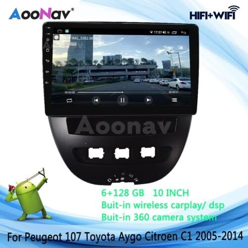 2Din Tesla QLED Screen Car Radio For Peugeot 107 Toyota Aygo Citroen C1 2005-2014 Stereo Multimedia DVD Player GPS Navigation