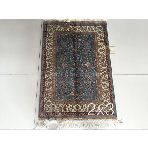 Free shipping 2'X3' 230 Line Handmade Silk Oriental Persian Rug hand Knotted silk carpet for home decoration