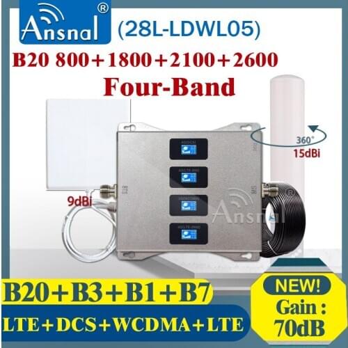 Repeater 4G B20 800 1800 2100 2600 Mhz Four-Band CellPhone Cellular Amplifier GSM Repeater 2G 3G 4G Signal Booster LTE DCS WCDMA