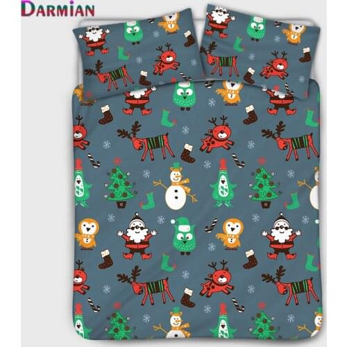 DARMIAN 2021 Christmas Decoration Design Bedding Duvet Cover with Zipper Children Pillowcase Cute Bedroom Boy/girls Bedspread