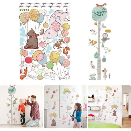 Home Decor Stickers Kids Growth Chart Height Measurement Ruler With Cartoon Patterns Pvc Wall Decor For Kids Room