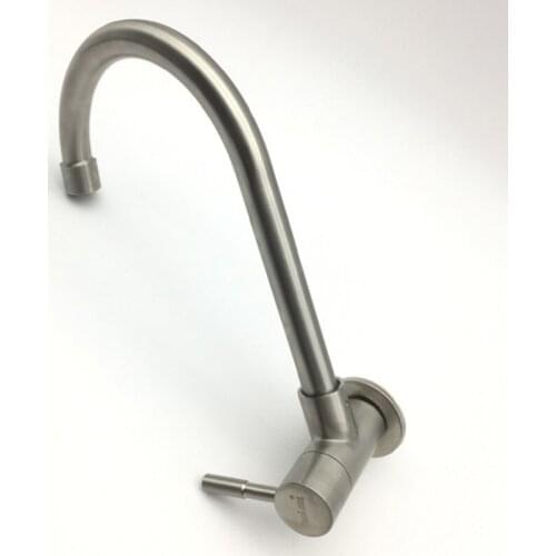 G1/2" In-wall Kitchen Faucet Stainless Steel Single Cold Water 360 Degree Horizontal Kitchen Sink Faucet Rotating Water