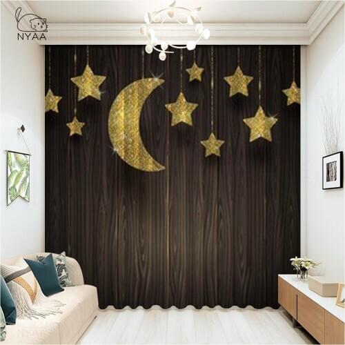 Gothic Curtains For Bedroom Partition For Room Moon Curtain Star Red Octopus Living Room Drape Black Curtain Rod Micro Shading
