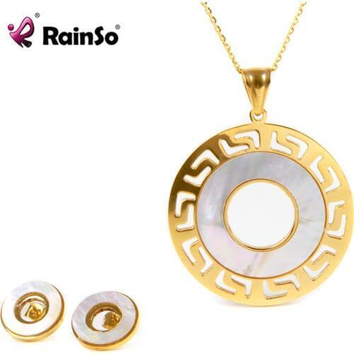 Rainso Jewelry Sets for Women Round Necklace/Earrings Jewelry Sets Exquisite Luxury Necklace Earrings Set Really Photo Wholesale