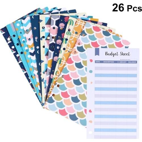 26pcs Budget Envelopes Set Creative 6 Holes Cash Envelopes with Budget Sheets and Label Stickers Coupon Organizer Wallet