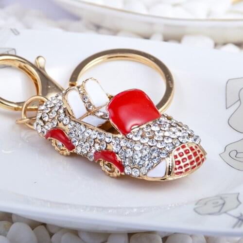 Cool Roadster Sports Car Keychain Crystal Luxury Convertible Car Model Keyring Fashion Key Chains for Women Purse Bag Key Holder
