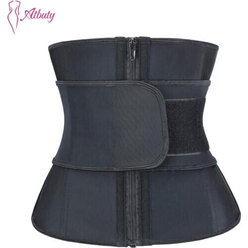Atbuty Waist Trainer For Women 3 Layer Fabric Latex Underbust Corset Single Waist Belt Cincher Hourglass Body Shaper NBW1727