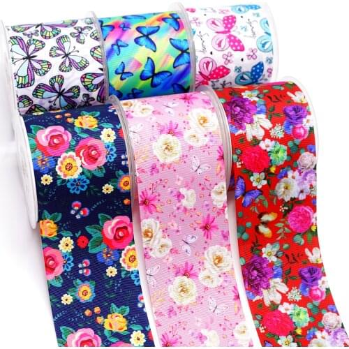 10 Yards 1.5" 38MM Butterfly Printed Ribbon For Hair Bows DIY Crafts Handmade Accessories 49970