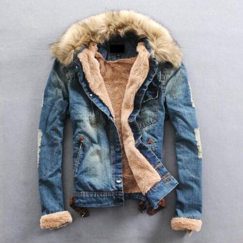Men Thicker Warm Denim Coats Men Casual Jean Jackets Winter Warm Denim Jackets Jean Coats New Fashion Warm Jena Coats