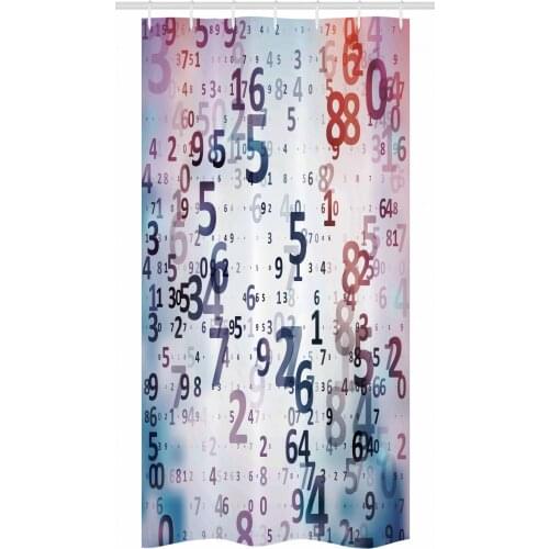 Abstract Numbers Shower Curtain Set Digital Design Math Tech Waterproof Fabric Narrow Bath Curtain Bathroom Decor with Hooks