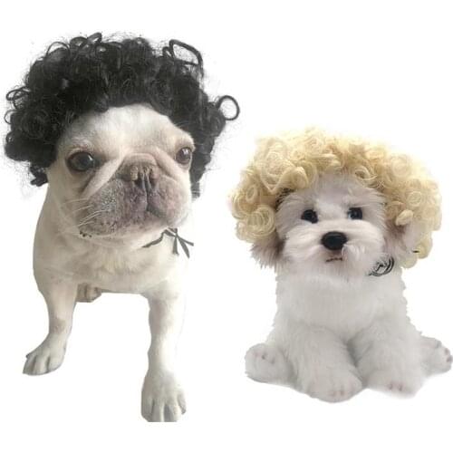 Pet Wig Hat Dog Cospaly Props Cat Headdress Dog Headdress Adjustable Curls Cap for Cats Puppy Accessories