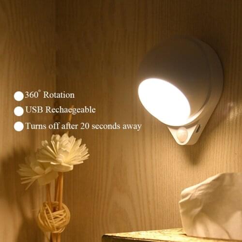 Potable Wireless Motion Sensor Night Light LED USB Rechargeable Night lamp For Kitchen Cabinet Wardrobe Lamp Detector Wall Lamp