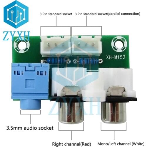 XH-M152 Audio Adapter Board 3.5mm AUX Jack RCA Connector to 3 Pin Socket For Amplifier Board System Home Speaker DIY