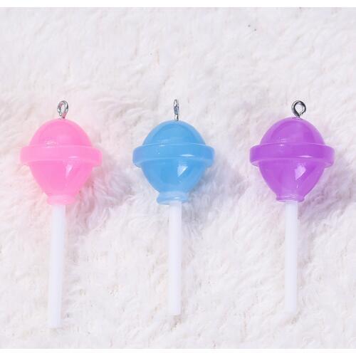 12pcs 48*19mm Mixed Lollipop Charms Resin Candy Accessories For Keychain Pendant Necklace Diy Making Accept customization
