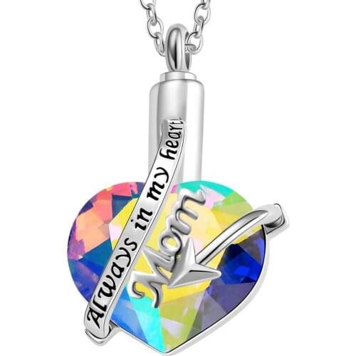 Dropship Always in My Heart Cremation Jewelry For Ashes Urn Necklace Heart Pendant With Stainless Chain And Accessories