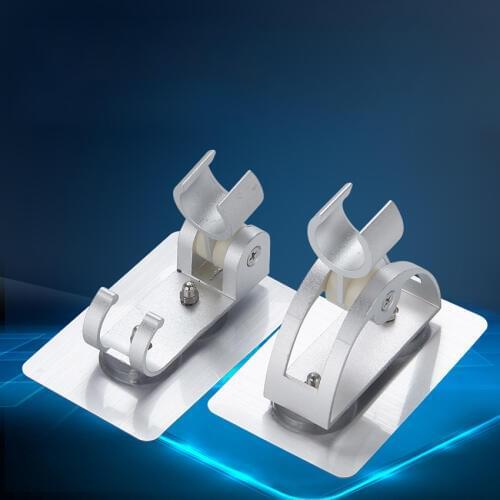 Free Punch Adjustable Shower Head Holder Strong Adhesive Handheld Shower Head Wall Mounting Bracket with 2 Hooks/ Semi-circular