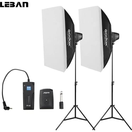 Godox 2x K-150A 150Ws Studio Strobe Flash Light + RT-16 Trigger + 2x 50x70cm Softbox + 2x 190cm Light Stand Kit
