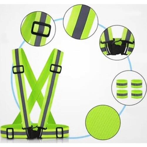Highlight Reflective Straps Night Work Security Running Cycling Safety Reflective Vest High Visibility Reflective Safety Jacket