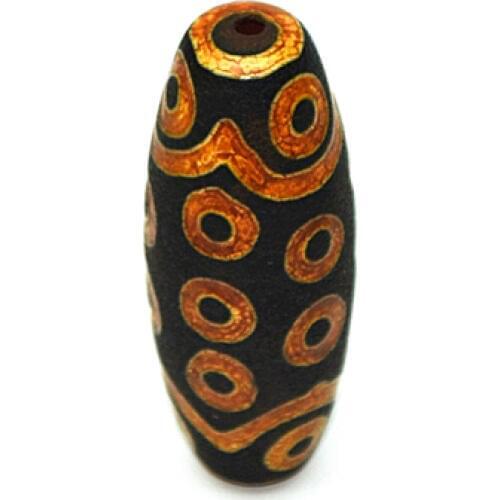 Tibet 21 eyes agate DZI 21*56mm gold yellow lines inlaid old black beads men and women jewelry DIY Free Shipping