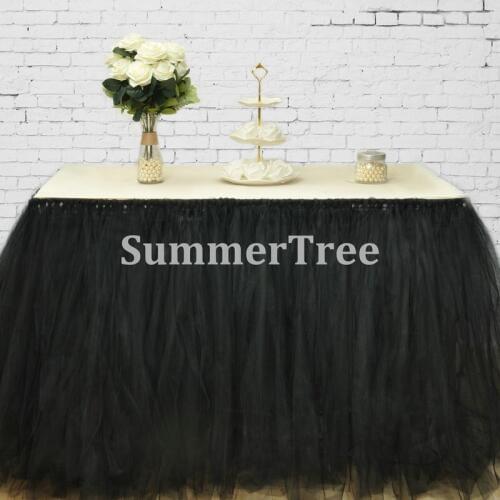 Black 100cm x 80cm Tulle Table Skirt Wonderland Table Tutu Skirting Wedding Birthday Baby Shower Party Decoration