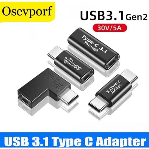 USB 3.1 Type C Adapter Elbow Converter USB C Charge Data Sync Extension USBC Female To Male Typec Connector for PC Laptop Tablet