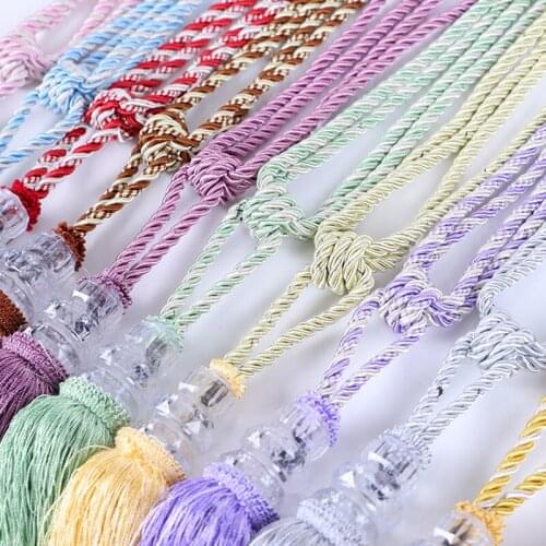 1 Pair Crystal Beaded Tassels Tieback Fringe Curtain Tie Backs Hanging Ball Buckle Rope Curtains Holder Bandage Home Decors