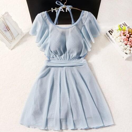 2021 Women Solid One Piece Swimwear Push Up Beachwear Swimming Bathing Suit Summer Sexy Short-Sleeve Swim Beach Dress Swimsuit