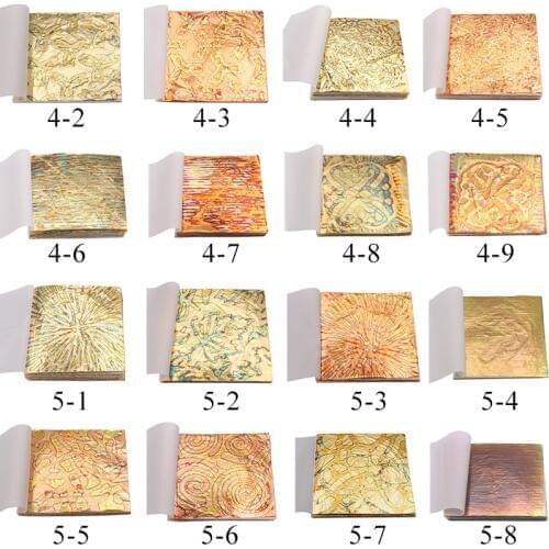 Gold Leaf Sheets Red Copper Foil in Nail Decoration Ceramic Art Craft Paper Gilding 14X14cm Variegated Bronze Leaf 50pcs/booklet