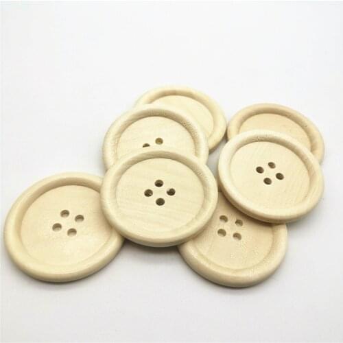 10pcs 50mm Large Wooden Buttons Natural 4 Holes Round Sewing Coat Accessories Embellishments For Bags Scarfs Decorations