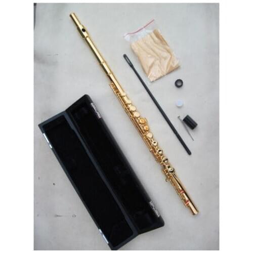 17 close hole flute real gold body&parts carve your logo
