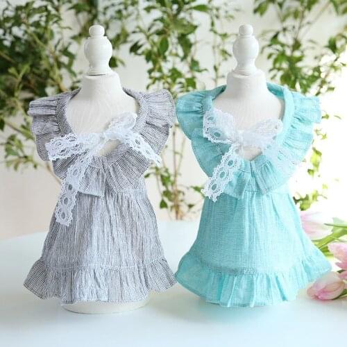 2021 Lace Bowknot Cat Pet Dog Gauze Dress Summer Dresses Princess Costume Skirt Bichon Puppy Cat Clothes Apparel Dropshipping XS