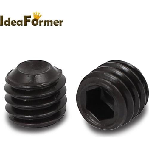 50pcs M3 M4 Black 12.9 Alloy Steel Inner Hexagon Groove Socket Set DIN916 Screw Metric Thread Grub Screws 3D Printer accessories