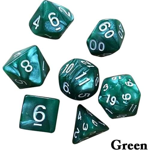 7PCS Polyhedral Dice Set With Pouch Double-Colors Gold Numbers Of D4 D6 D8 D10 D% D12 D20 For DND RPG Table Games Marble Effect