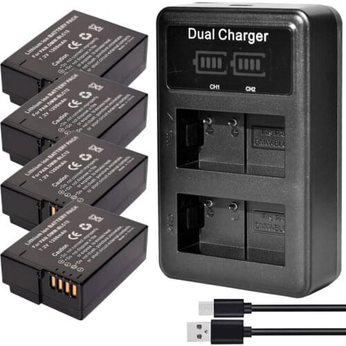 4x Battery + LCD Dual Charger for Panasonic DMW-BLC12 Lumix DMC-G7HK GX8KBODY