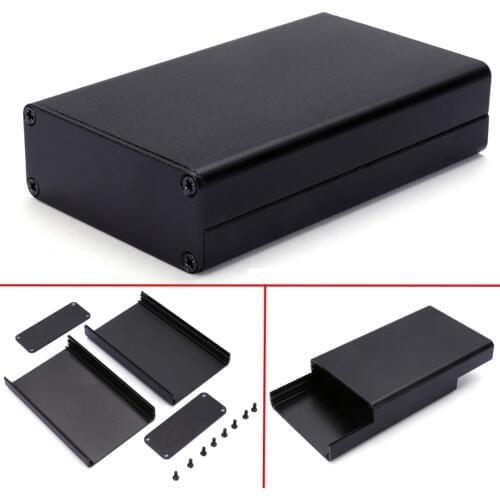 Aluminum Enclosure PCB Instrument Box DIY Electronic Project Case Built-in Grooves Black 80x50x20mm