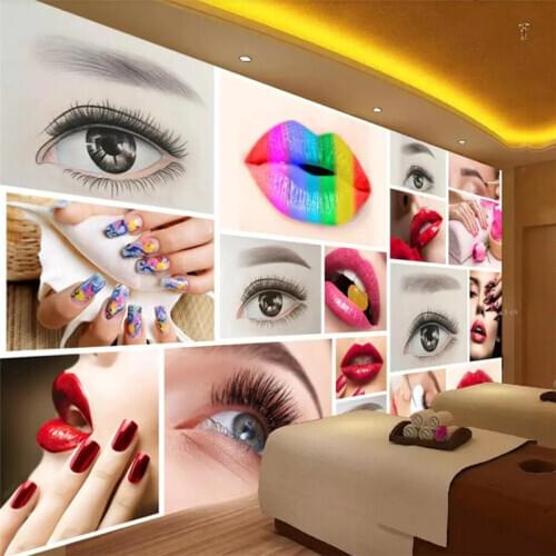 Seamless wallpaper Fashion semi-permanent eyebrow lip nail professional production mural wholesale wall