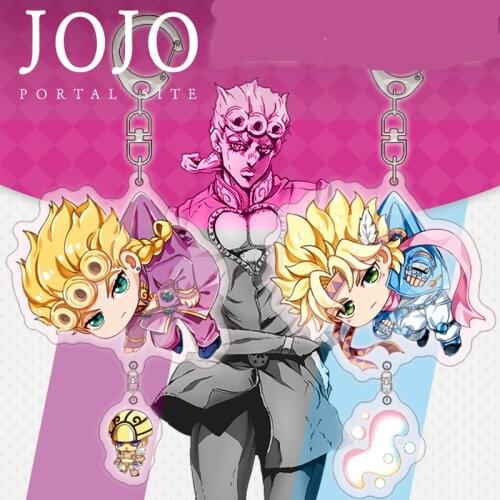 Cartoon JoJo Bizarre Adventure Keychain Anime Cartoon Character Acrylic Keyring For Women Man Trinket Fans Collect Gifts