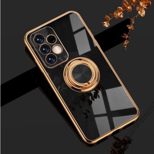 Luxury Plating Silicone Case For Samsung Galaxy S20 FE S21 Ultra Plus Phone Soft Cover For Samsung S20 Plus S21 With Ring Holder