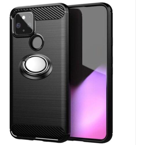 For Google Pixel5 Pixel 4A 5G 5XL Case Luxury Brushed Carbon Fiber Phone Case For Google Pixel5 Magnetic Ring Holder Cover Case