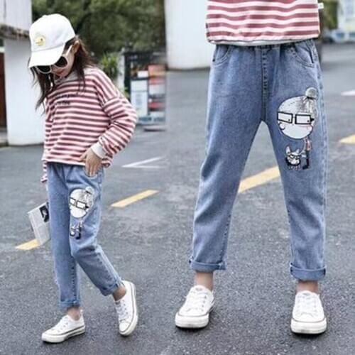 Childrens Clothing 2020 New Boys and Girls Personalized Printed Jeans Kids Fashion Denim Pants 3-12 Ages