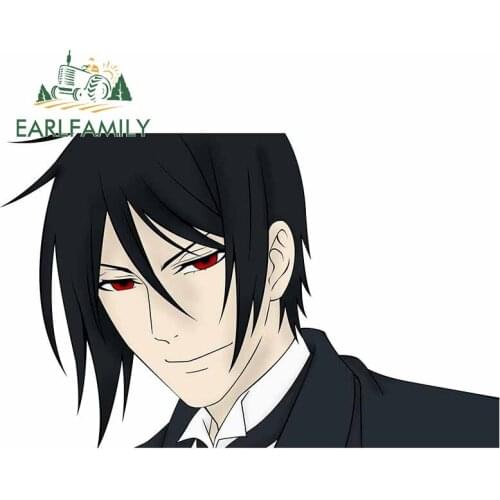 EARLFAMILY 13cm x 8.1cm for Black Butler Sebastian Michaelis Bumper Decal Windows Air Conditioner Car Stickers Suitcase Graphics