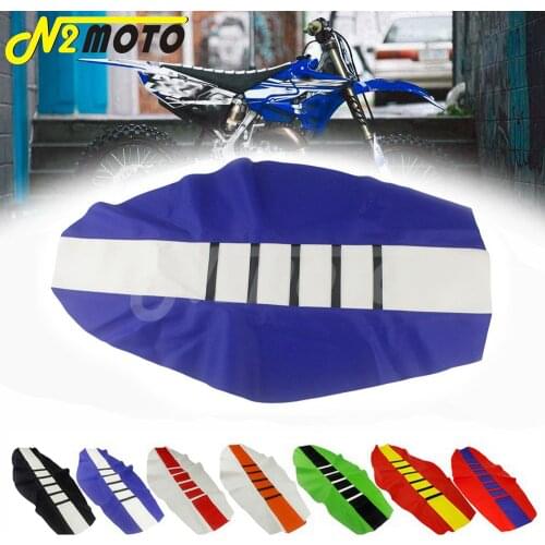 Enduro Motocross Custom Ribbed Gripper Traction Seat Cover for Yamaha YZ YZF WR YZ-X YZ-FX WRF TTR 85 125 250 450 White Blue